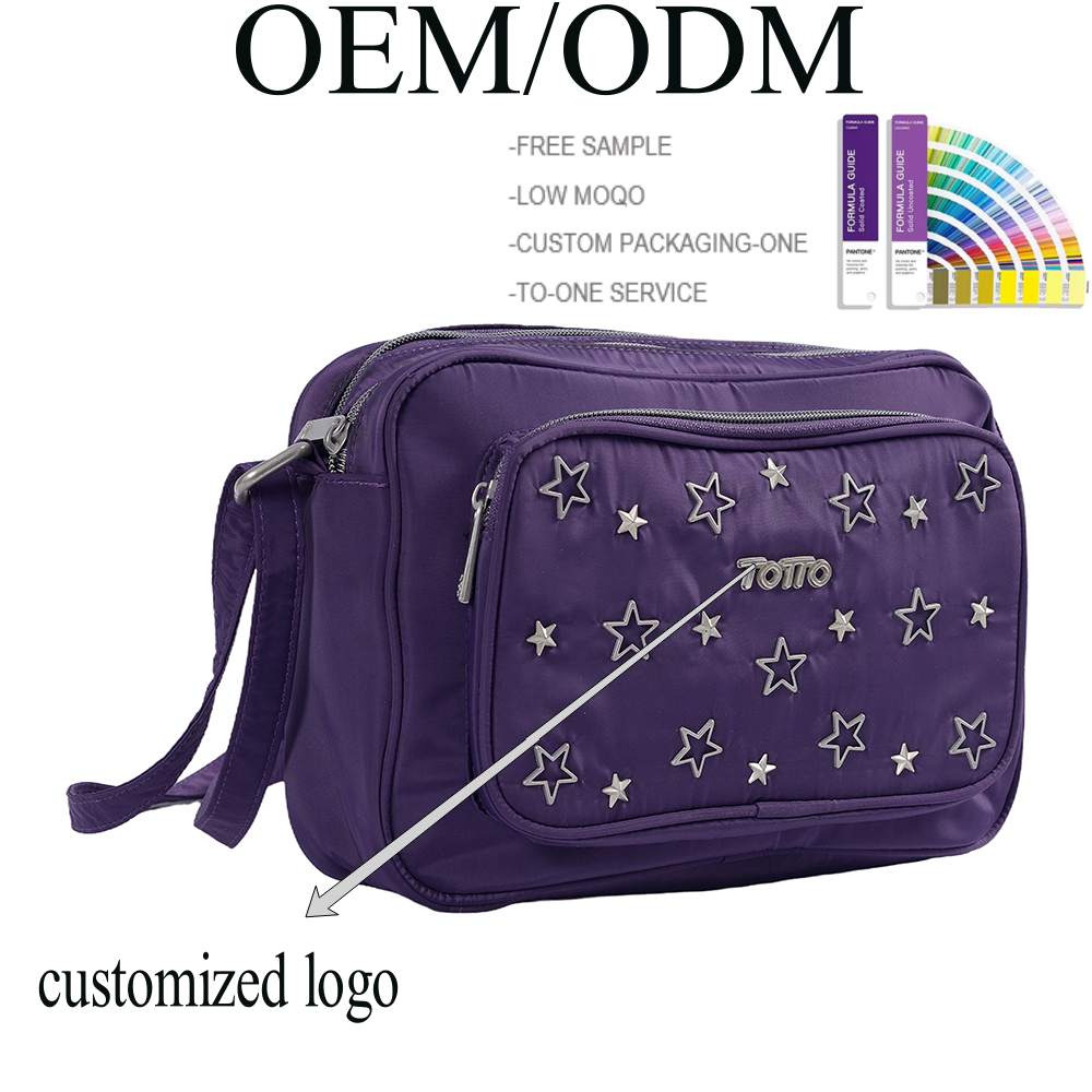 Sac à bandoulière unisexe à sangle réglable, conception personnalisée en usine, forme carrée, accessoires de décoration en métal