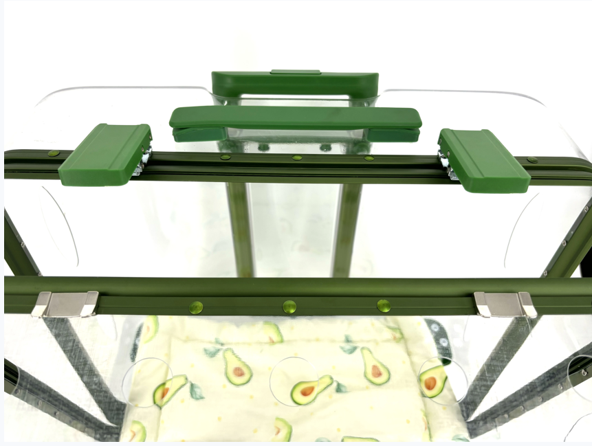 Chariot de transport pour animaux de compagnie, PC transparent haut de gamme, forme carrée, étui de voyage extérieur