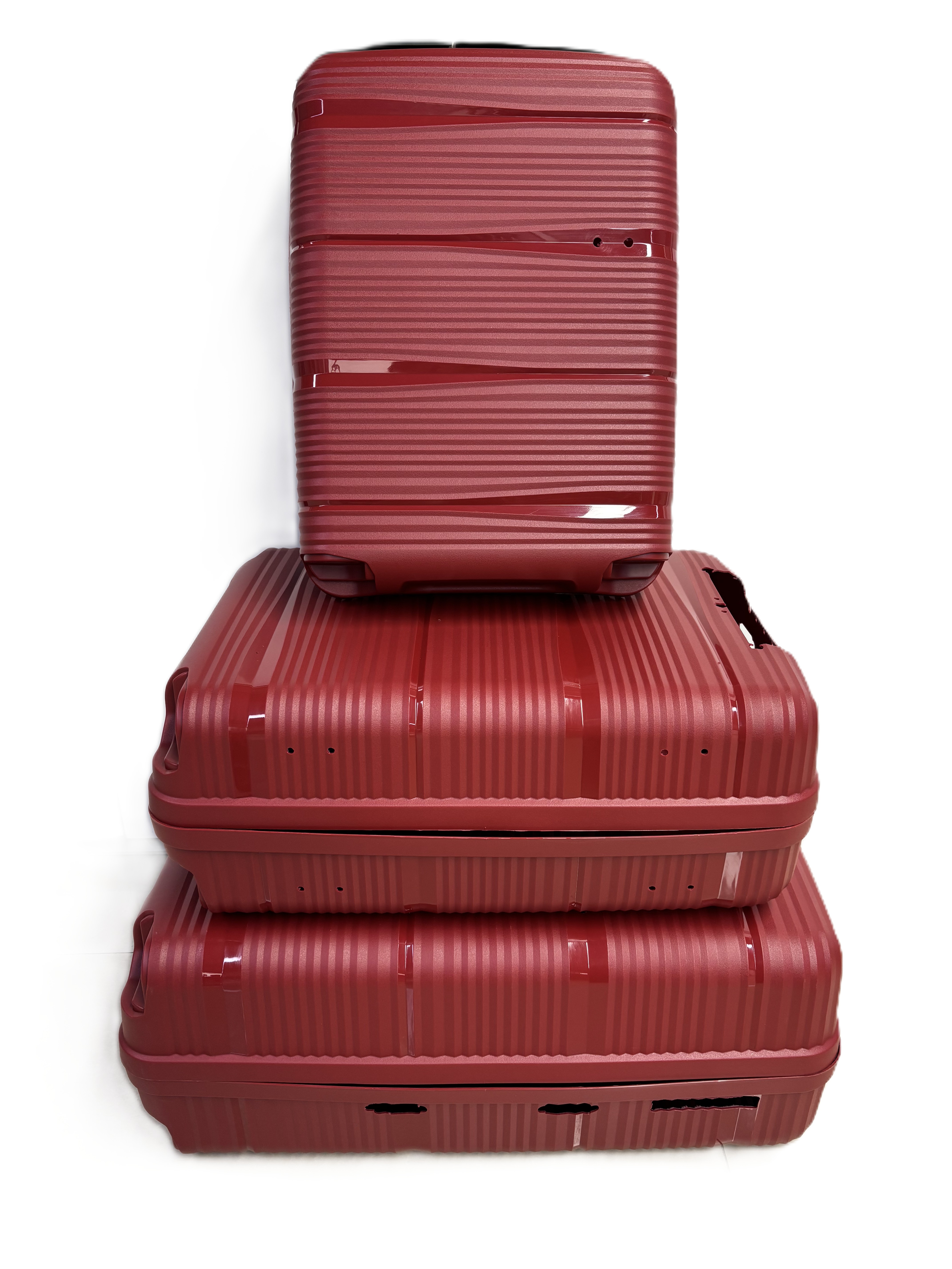 Coque de valise en PP de 3 tailles SKD et grossiste d'usine pris en charge fini en vrac