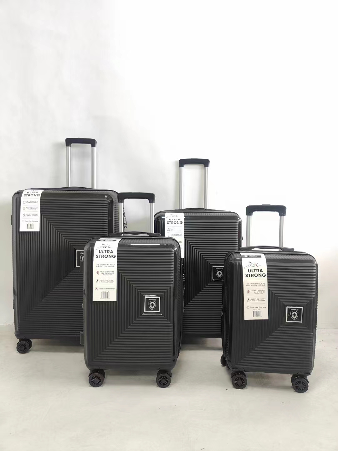 4 pcs PP polypropylène chariot bagages voyage valise ensembles fabricant personnalisé