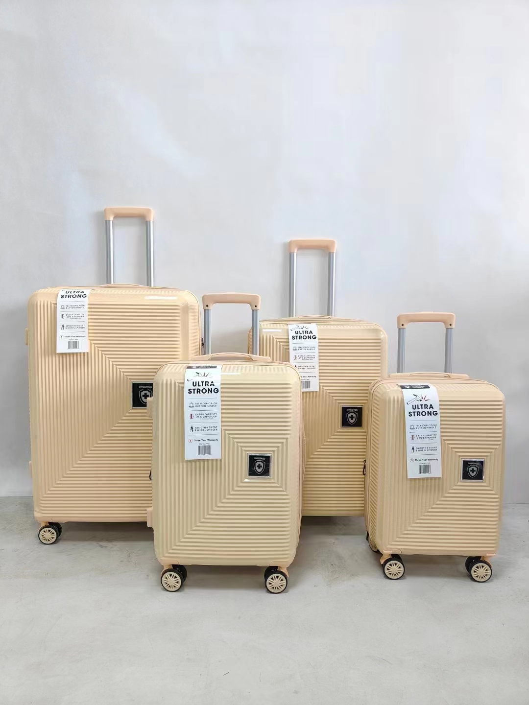 4 pcs PP polypropylène chariot bagages voyage valise ensembles fabricant personnalisé