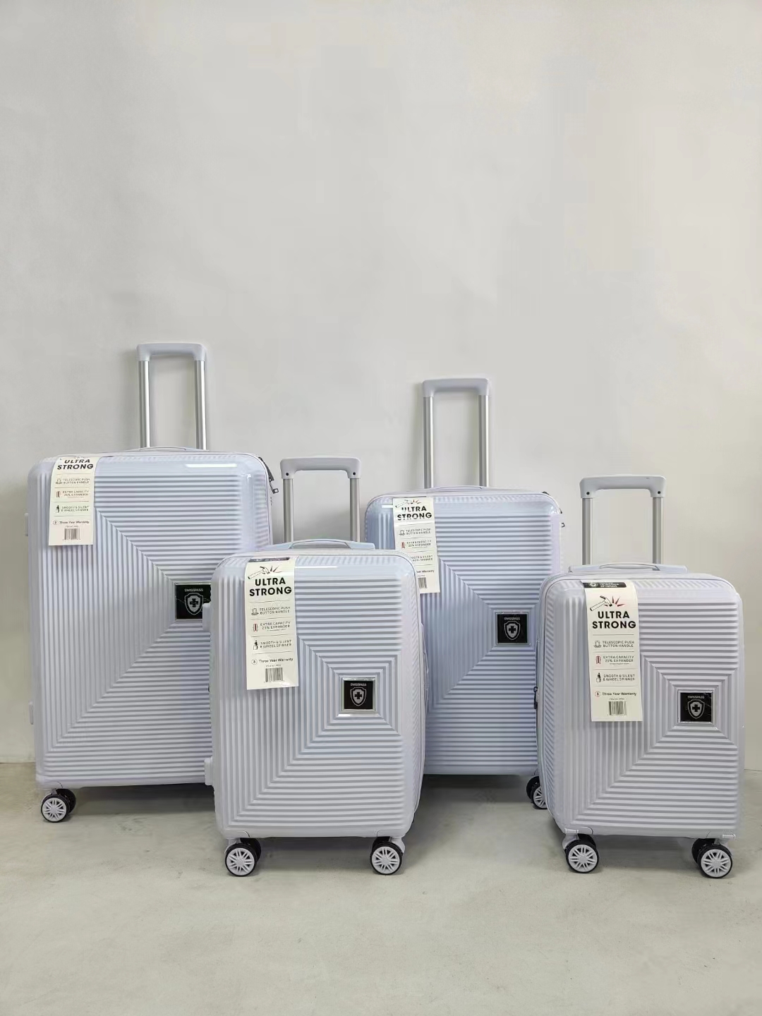 4 pcs PP polypropylène chariot bagages voyage valise ensembles fabricant personnalisé