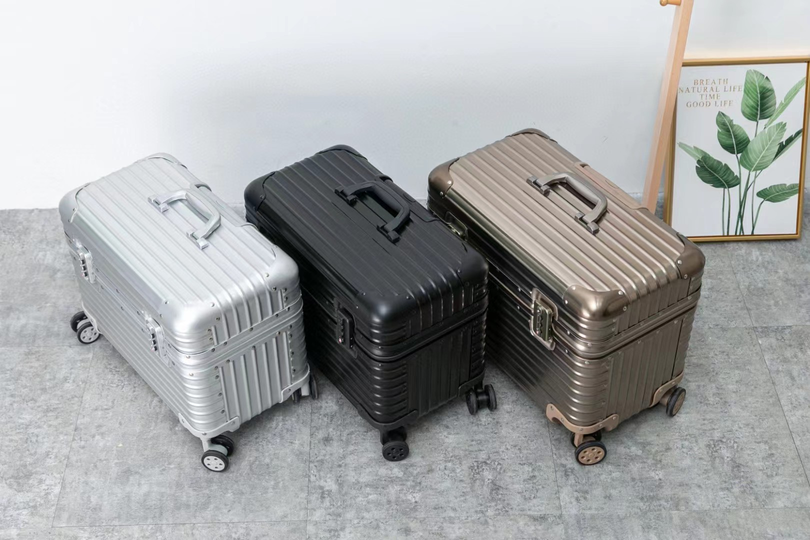 Valise à bagages avec chariot en aluminium de haute qualité, 18 pouces, serrure à combinaison de sécurité, étui portable pour voyage d'affaires